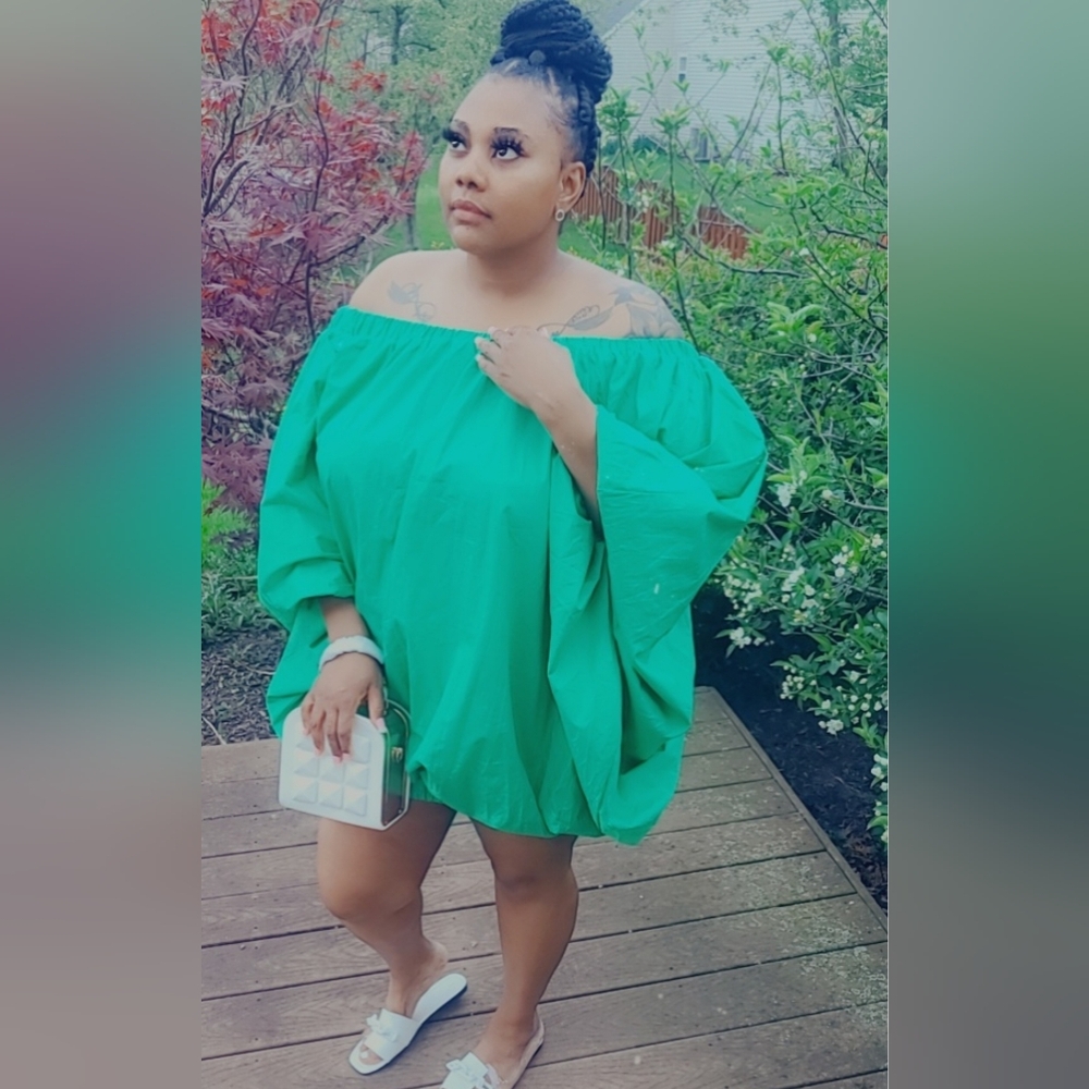 Off-Shoulder Strapless Green Women’s Dress